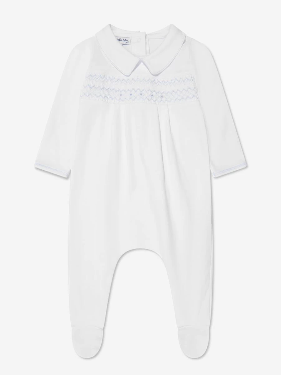 Magnolia Baby Boys Blue Smocked Collar Babygrow - Soft Cotton Romper for Infants