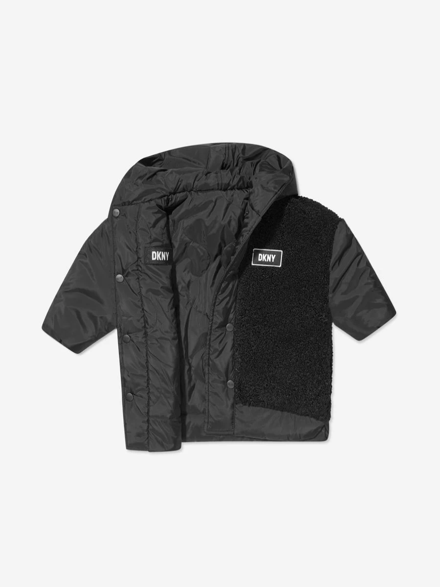 DKNY Girls Reversible Hooded Parka Jacket - Stylish Outerwear for Kids