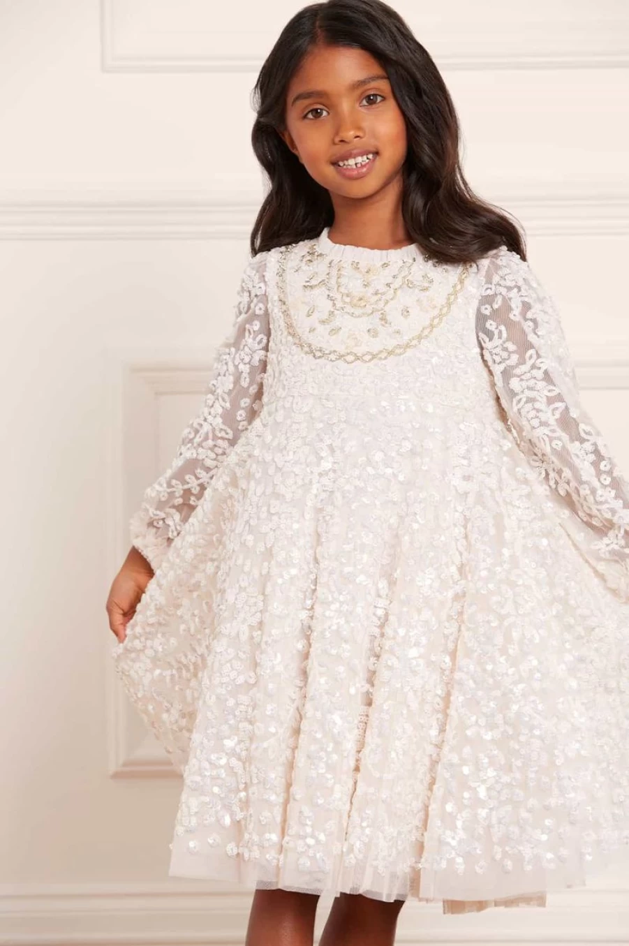 Needle & Thread Teen Girls Ivory Victorian Gloss Wreath Party Dress
