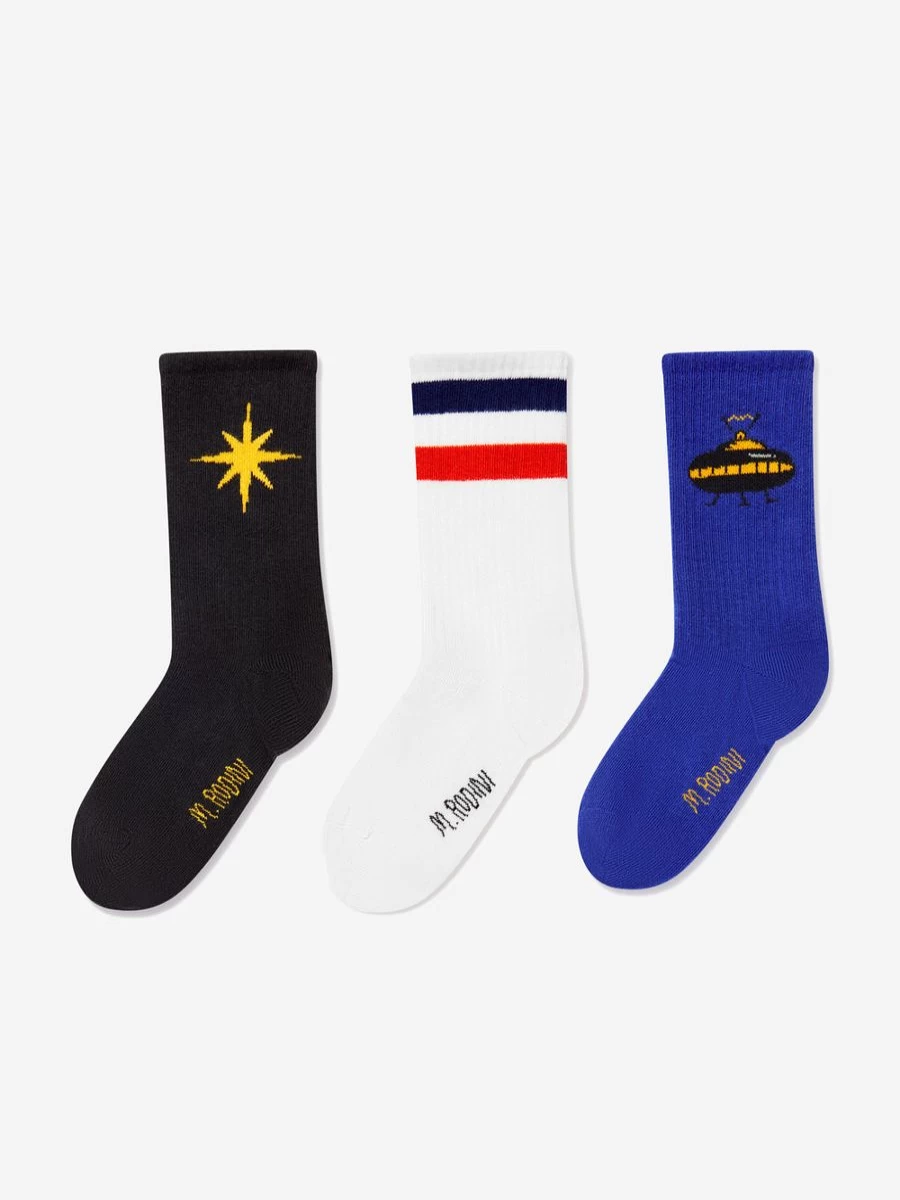 Mini Rodini Teen Organic Cotton 3 Pack Multicolored UFO Socks for Kids