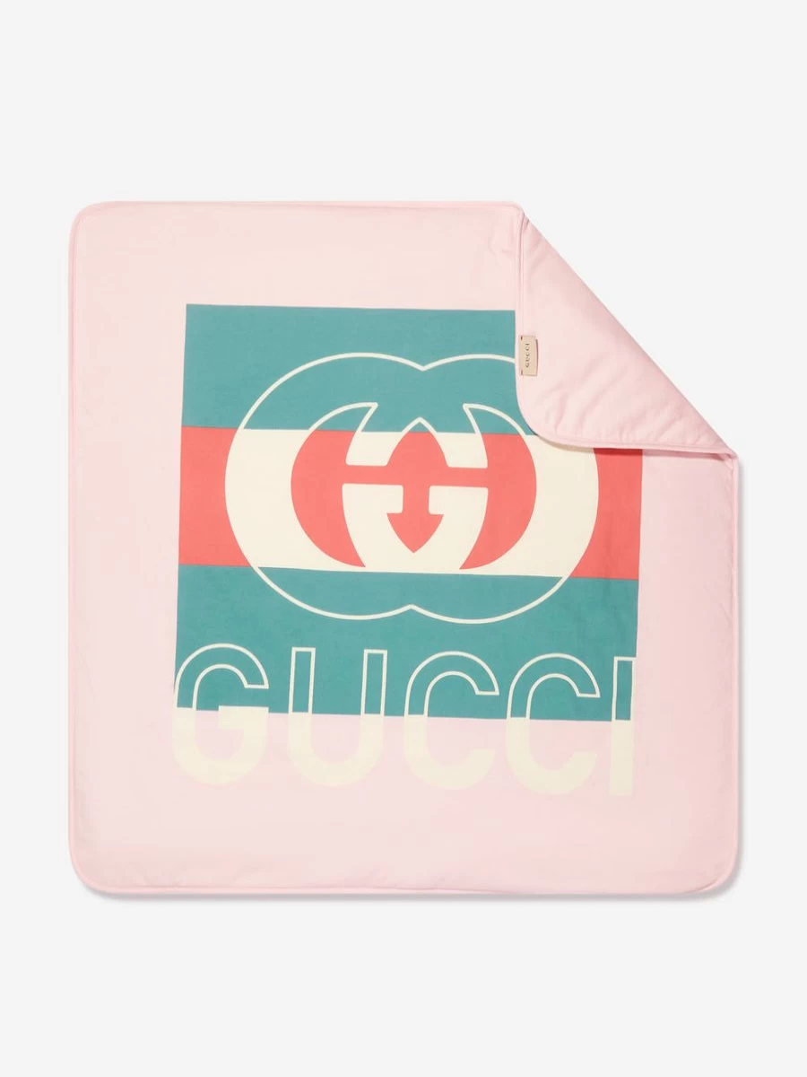 Gucci Kids Baby Girls Pink Logo Blanket - Soft Luxury Nursery Blanket for Infants