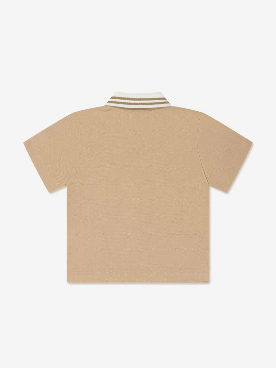 Fendi Kids Boys' Logo Embroidered Polo Shirt - Classic Beige Cotton Top for Boys
