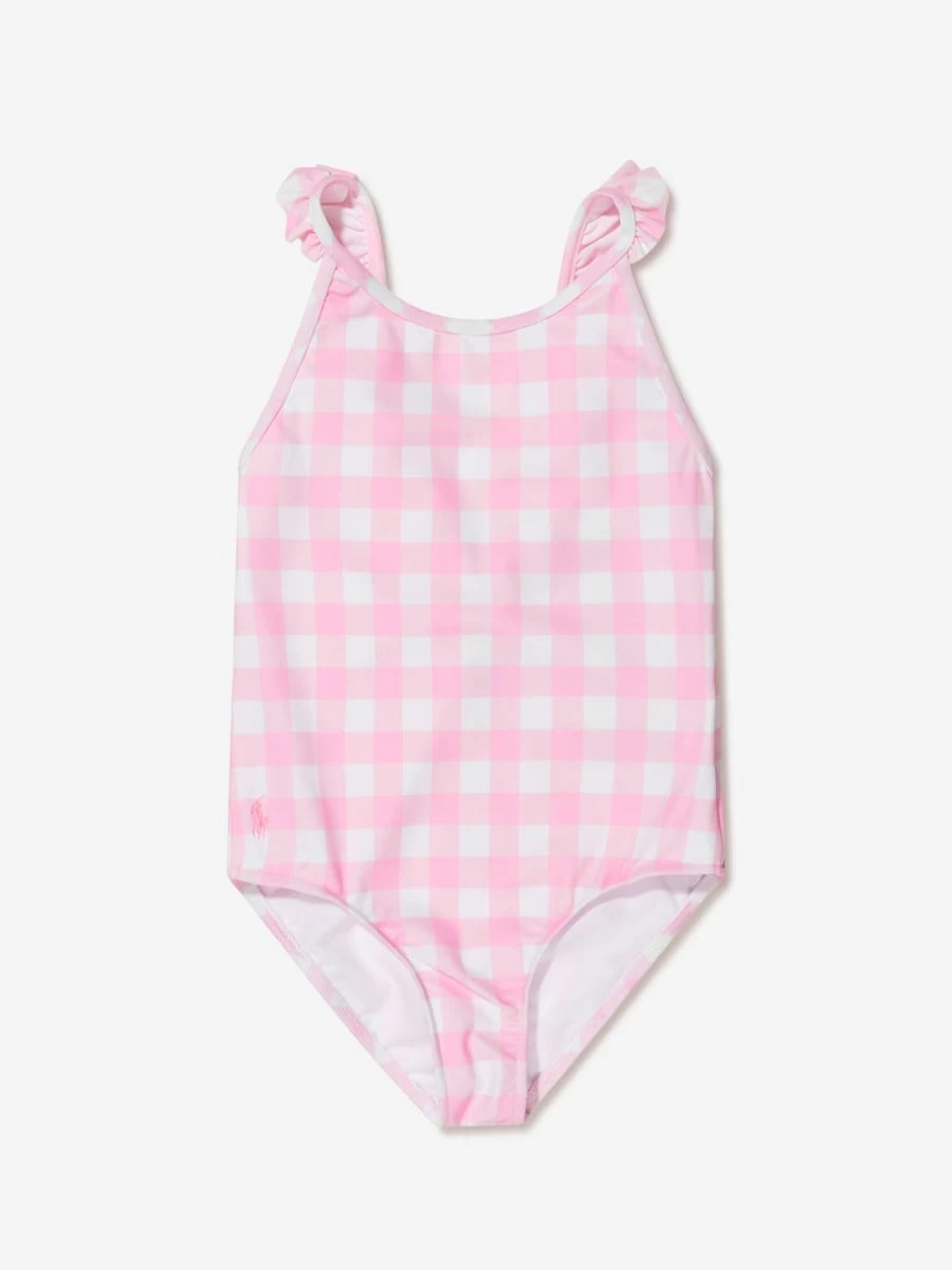 Ralph Lauren Kids Teen Checked Embroidered Logo Swimsuit for Girls
