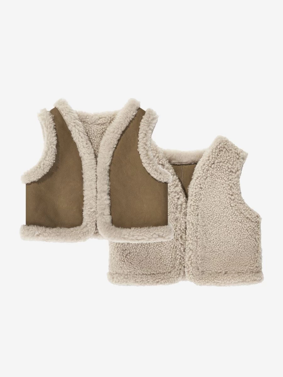 Bonpoint Boys' Baby Barra Faux Shearling Gilet - Brown Winter Vest for Toddlers
