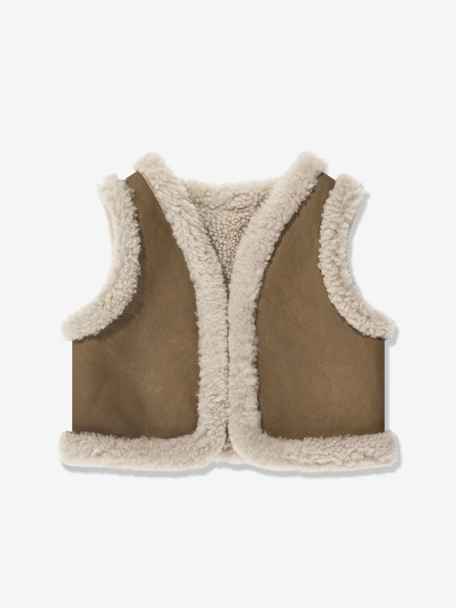 Bonpoint Boys' Baby Barra Faux Shearling Gilet - Brown Winter Vest for Toddlers