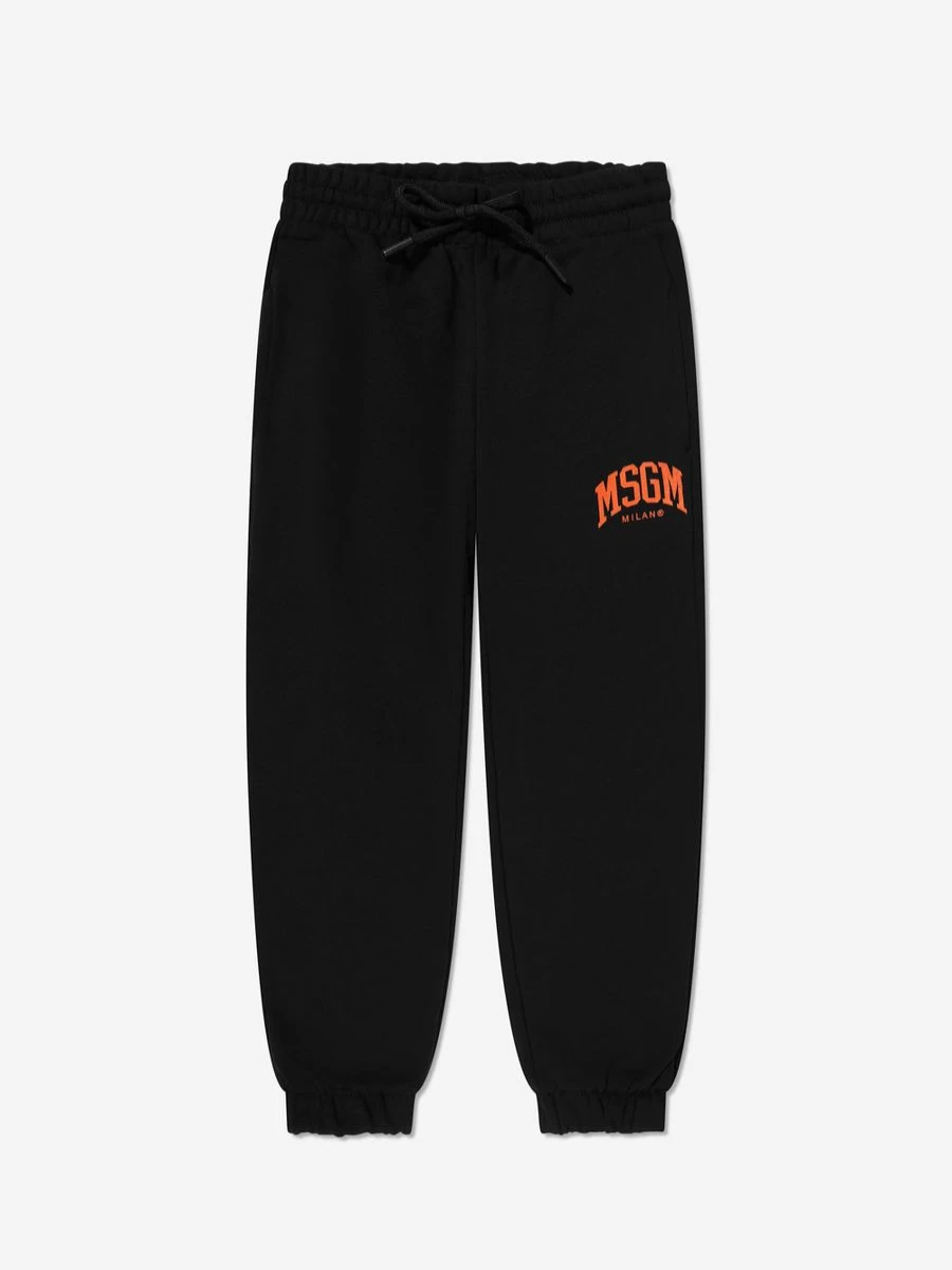 MSGM Boys Black Logo Joggers - Stylish Casual Pants for Kids