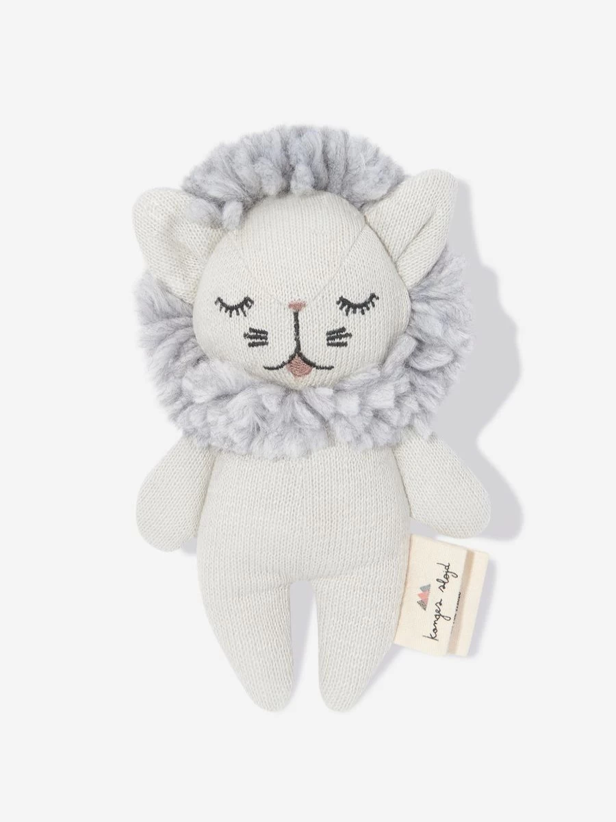 Konges Slojd Grey Mini Lion Soft Toy for Babies - Cuddly Plush Animal Gift