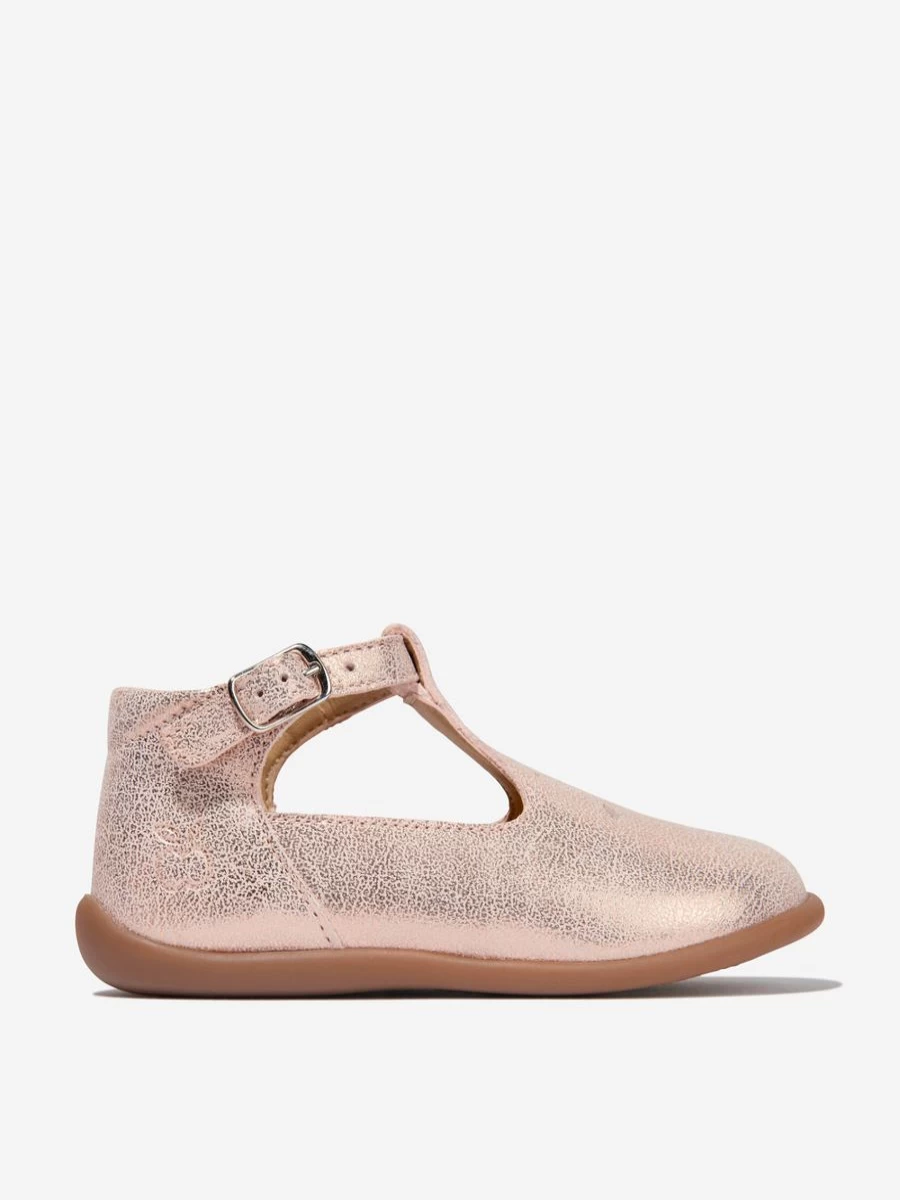 Pom D'Api Ivory Leather Salome Booties for Baby Girls - Stand-Up Design