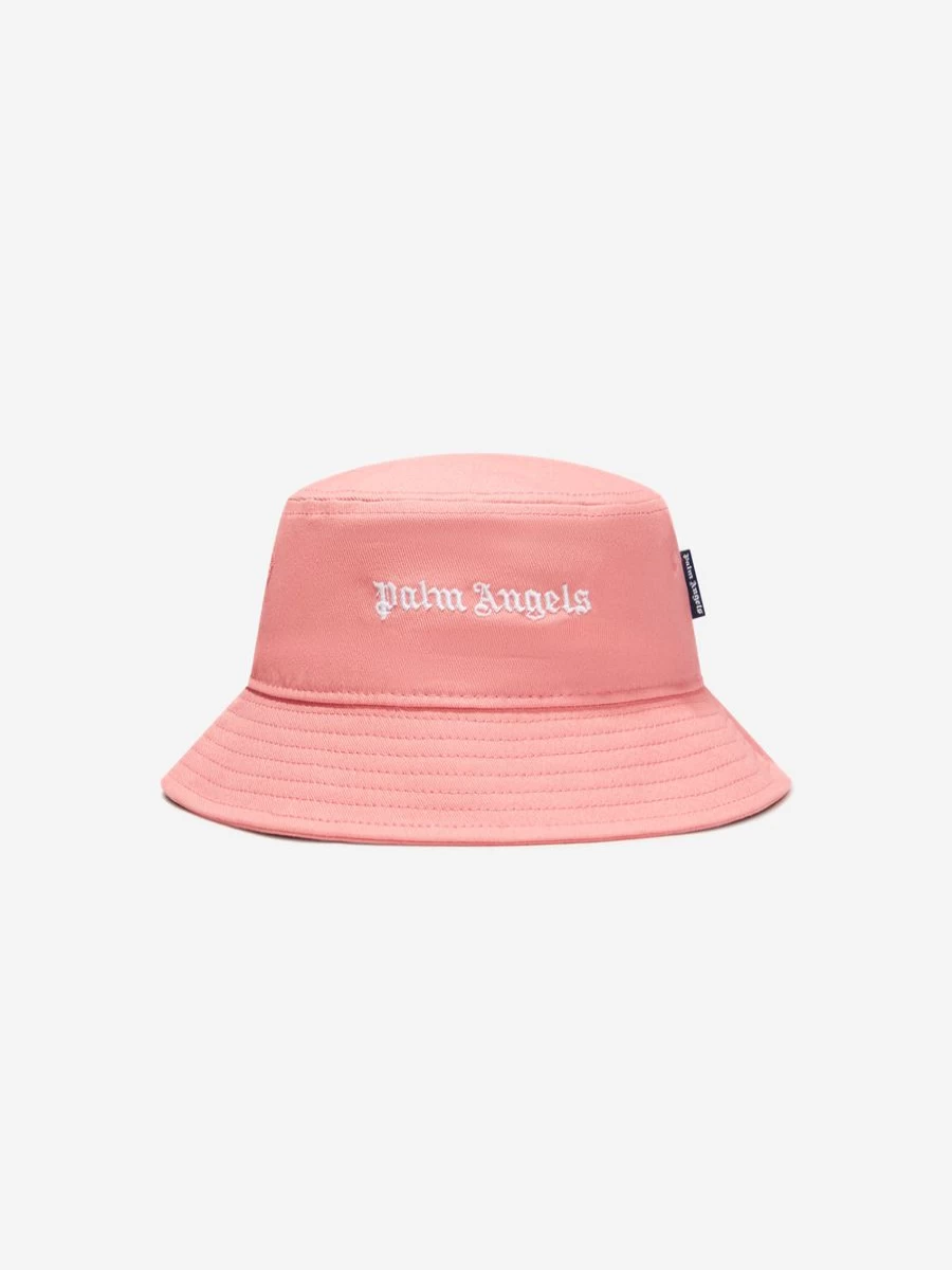 Palm Angels Pink Logo Bucket Hat for Teen Girls