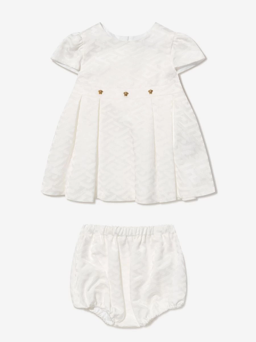 Versace Baby Girls Dress and Bloomers Set - Elegant Floral Print Outfit for Toddlers