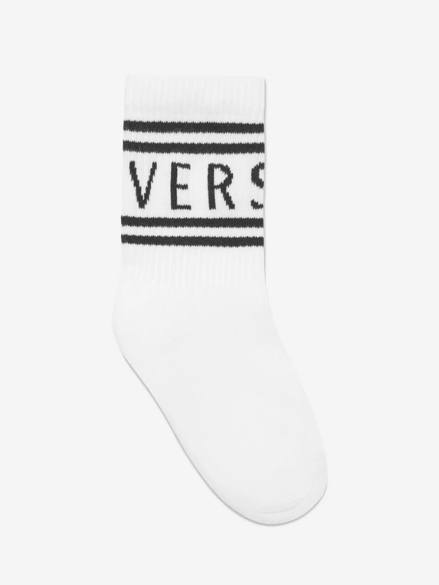 Versace Boys' White Logo Socks for Kids