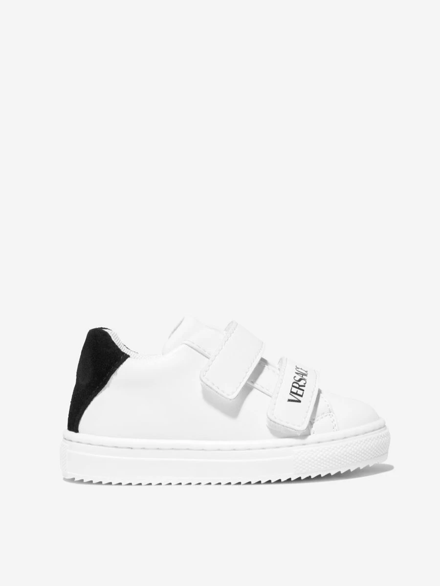 Versace Boys' White Leather Velcro Sneakers for Kids