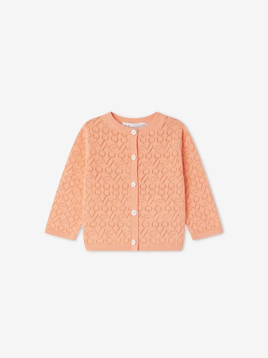 Bonpoint Baby Girls Orange Clayel Cardigan - Soft Knit Sweater for Infants