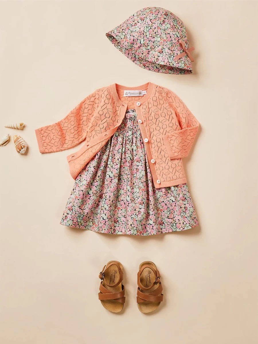 Bonpoint Baby Girls Orange Clayel Cardigan - Soft Knit Sweater for Infants