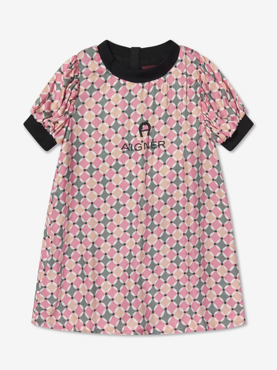 Aigner Girls Pink Patterned Dress - Floral Print Casual Dress for Girls