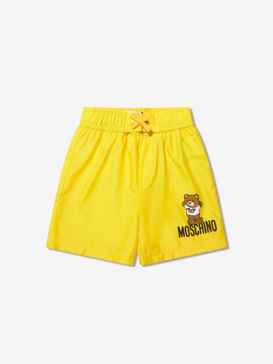 Moschino Kids Teen Boys Yellow Teddy Bear Logo Swim Shorts