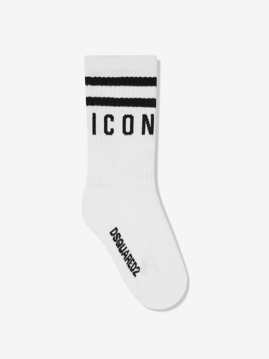 Dsquared2 Kids Teen Icon Socks - White Fashion Socks for Teens | Dsquared2 Footwear