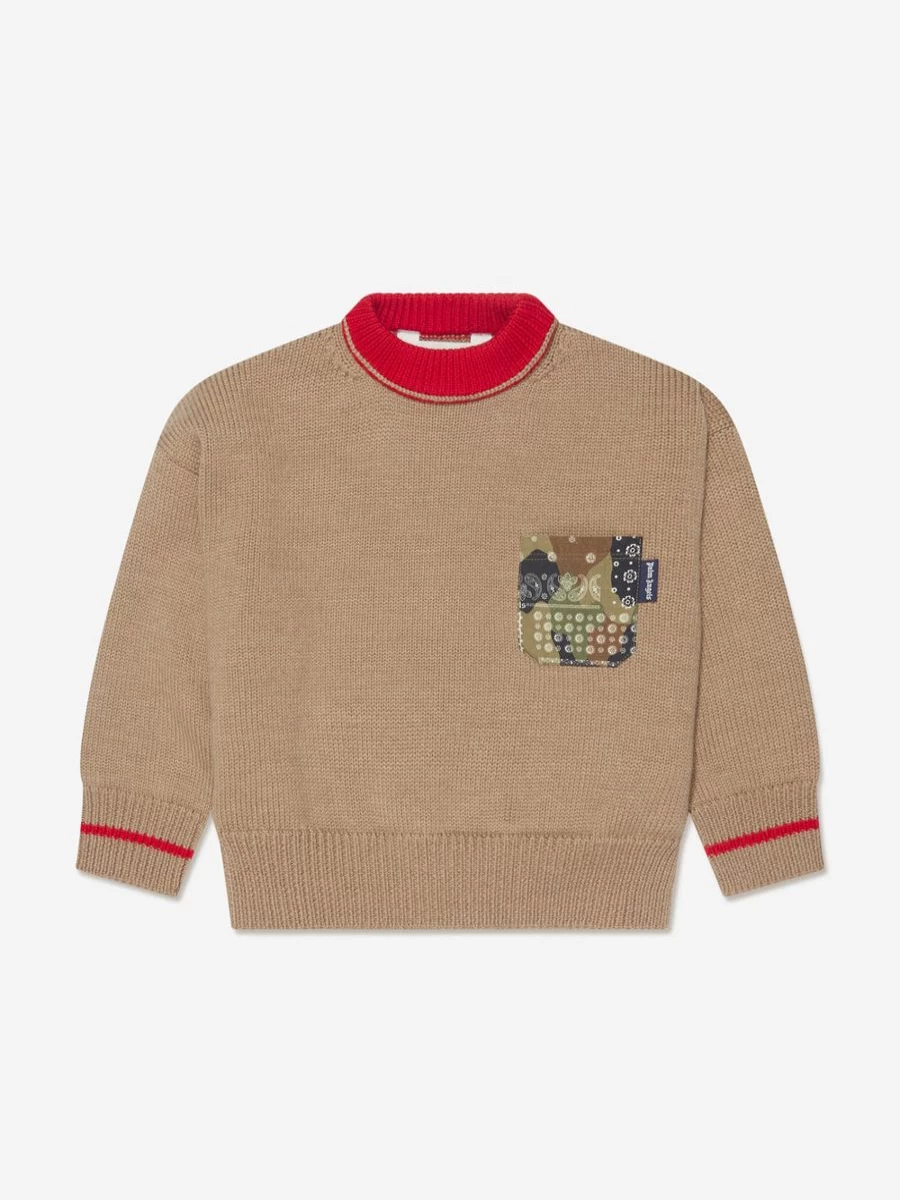 Palm Angels Boys Beige Camo Jumper - Brush Print Sweatshirt