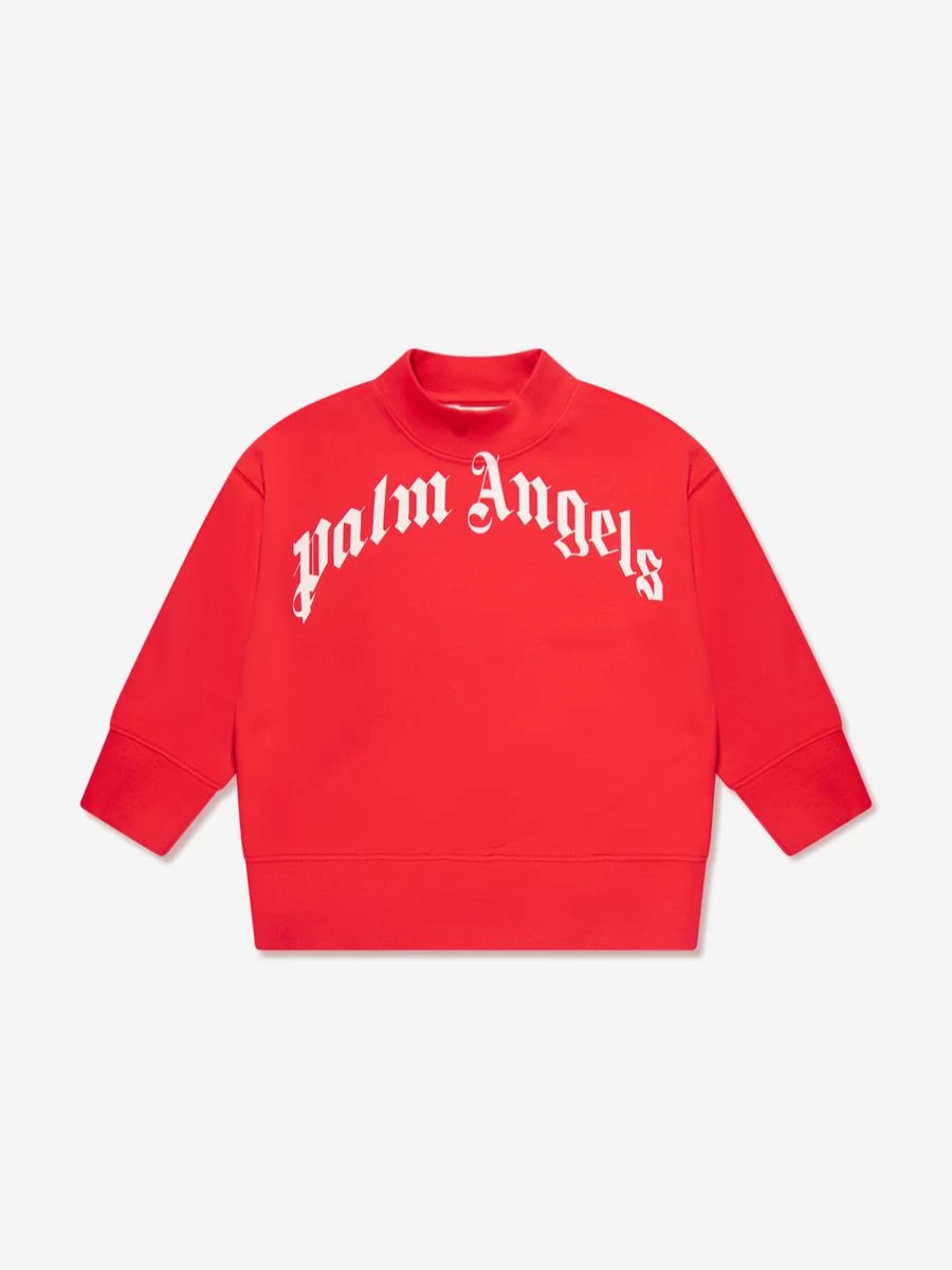Palm Angels Boys Red Classic Curved Logo Sweatshirt