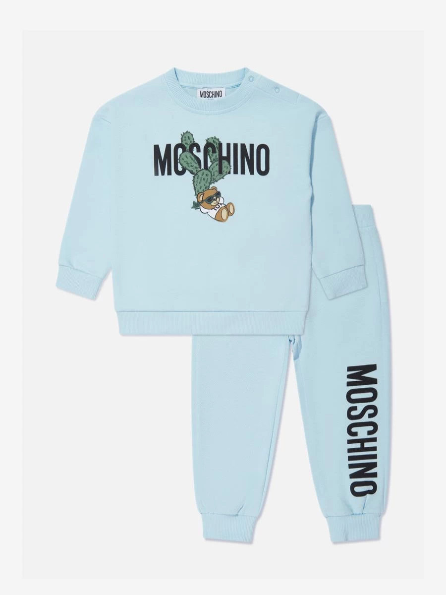 Moschino Kids Baby Boys Blue Teddy Logo Tracksuit - Soft Cotton Jogger Set