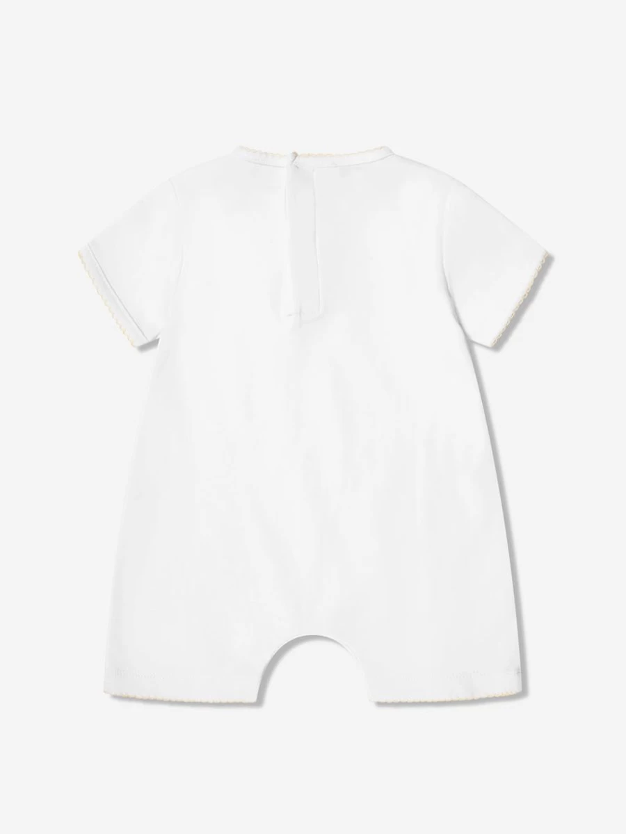 Magnolia Baby Boys Vintage Duck Embroidered White Romper - Classic Ducky Design