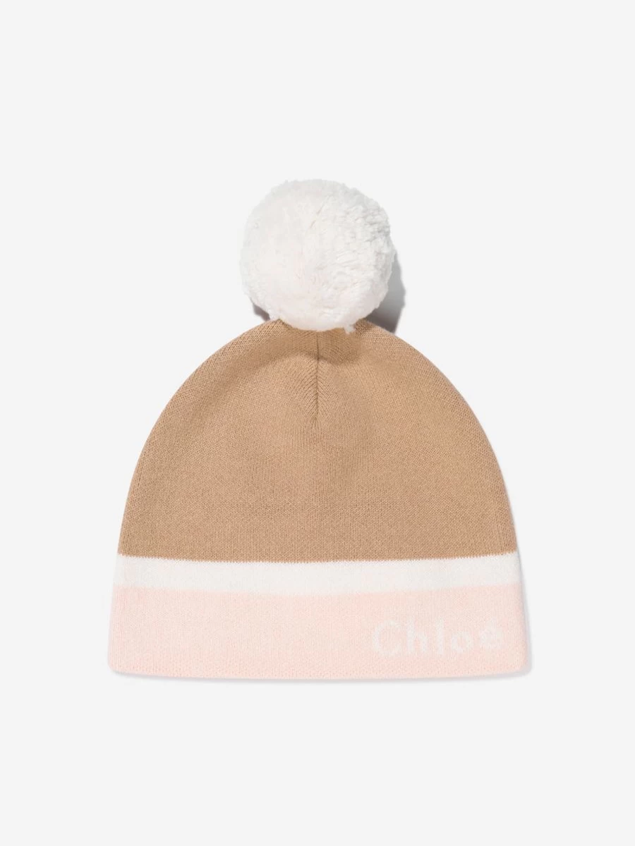 Chloé Teen Beige Knitted Pull-On Hat for Girls
