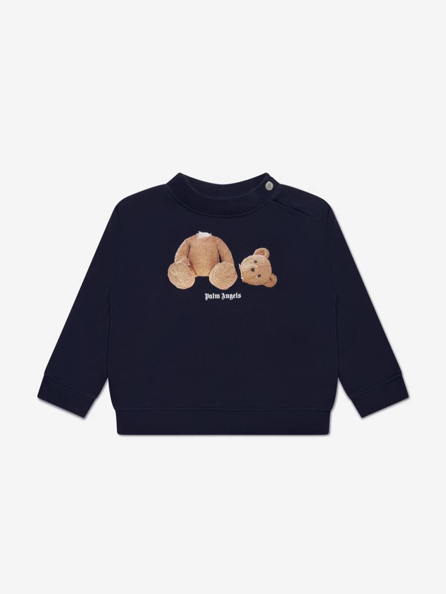 Palm Angels Baby Boys Bear Embroidered Navy Sweatshirt - PA Logo Casual Pullover
