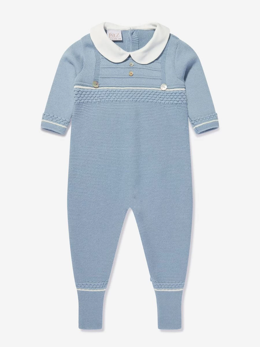 Paz Rodriguez Baby Boys Blue Knitted Romper - Soft & Comfortable Newborn Outfit