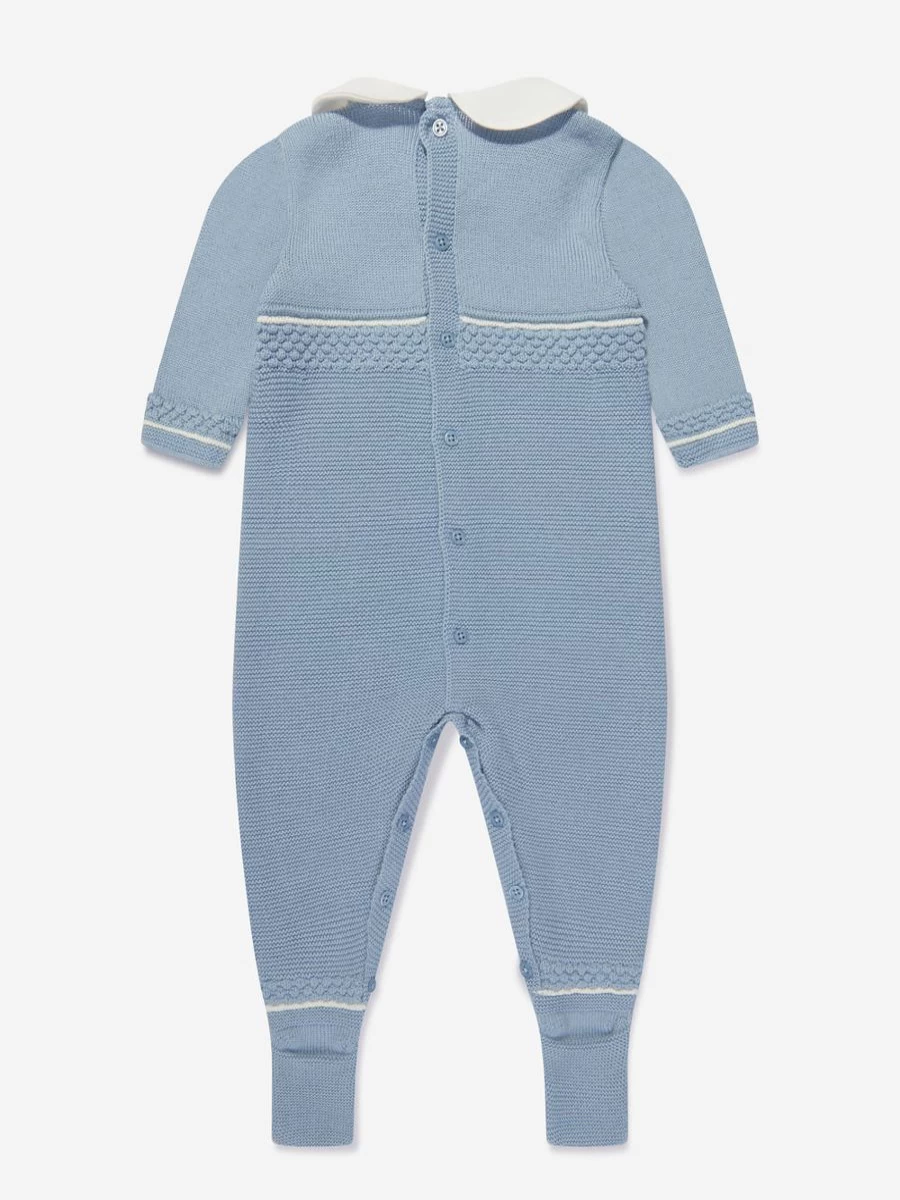 Paz Rodriguez Baby Boys Blue Knitted Romper - Soft & Comfortable Newborn Outfit