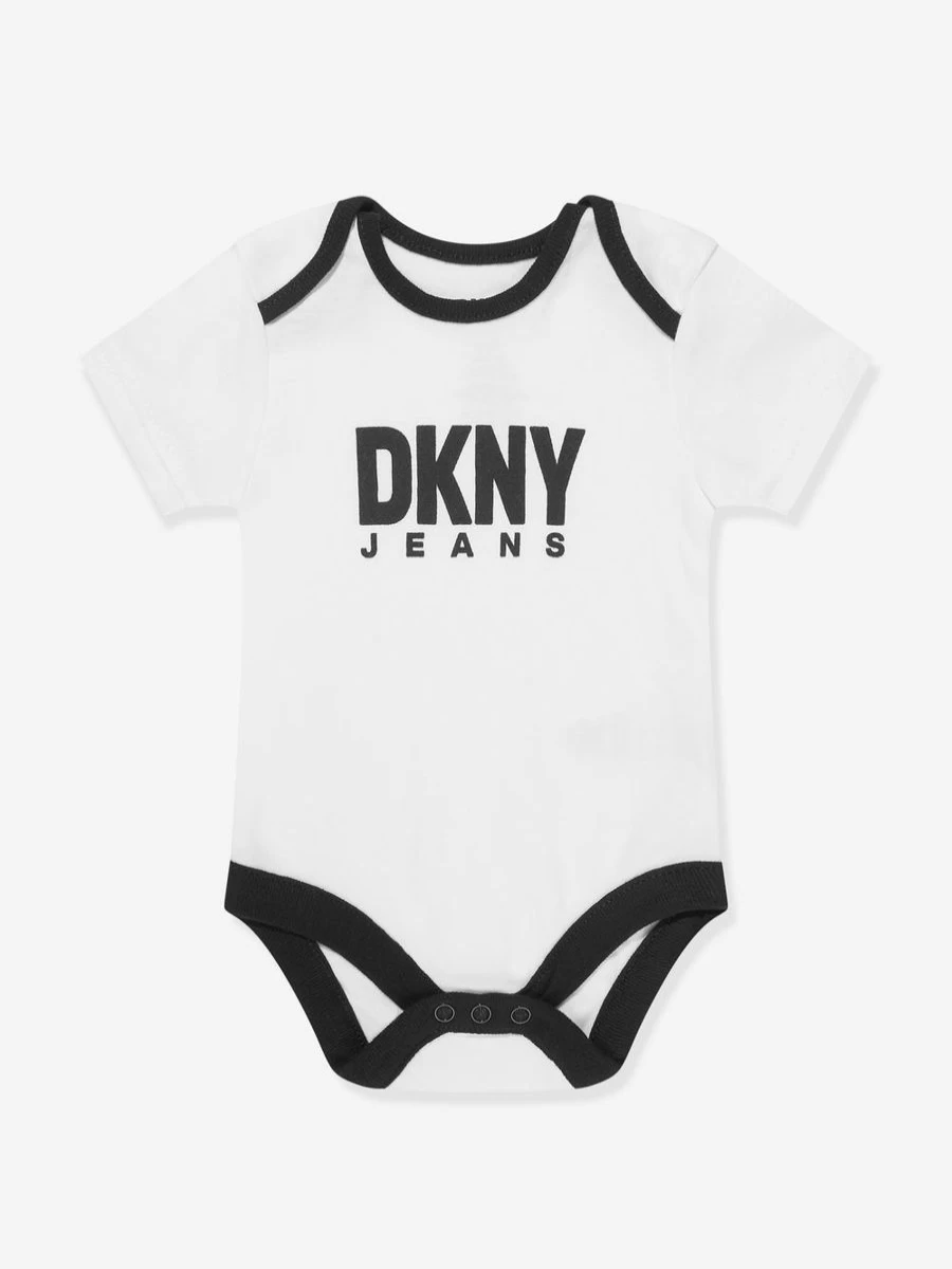 DKNY Baby Girls' 3-Pack Black Bodysuit Outfits | Soft Cotton Onesies