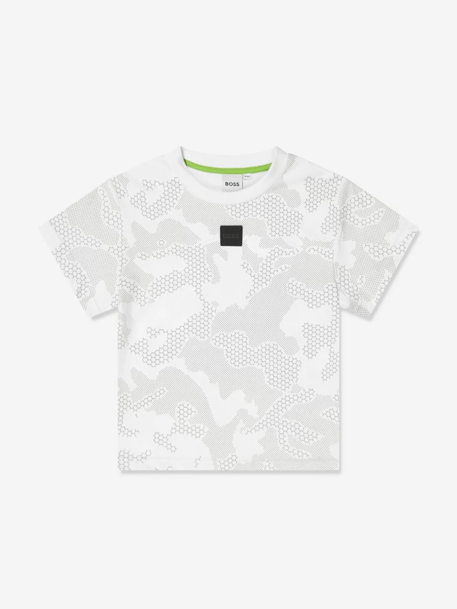 BOSS Teen Boys' White Reflective Camouflage Print T-Shirt