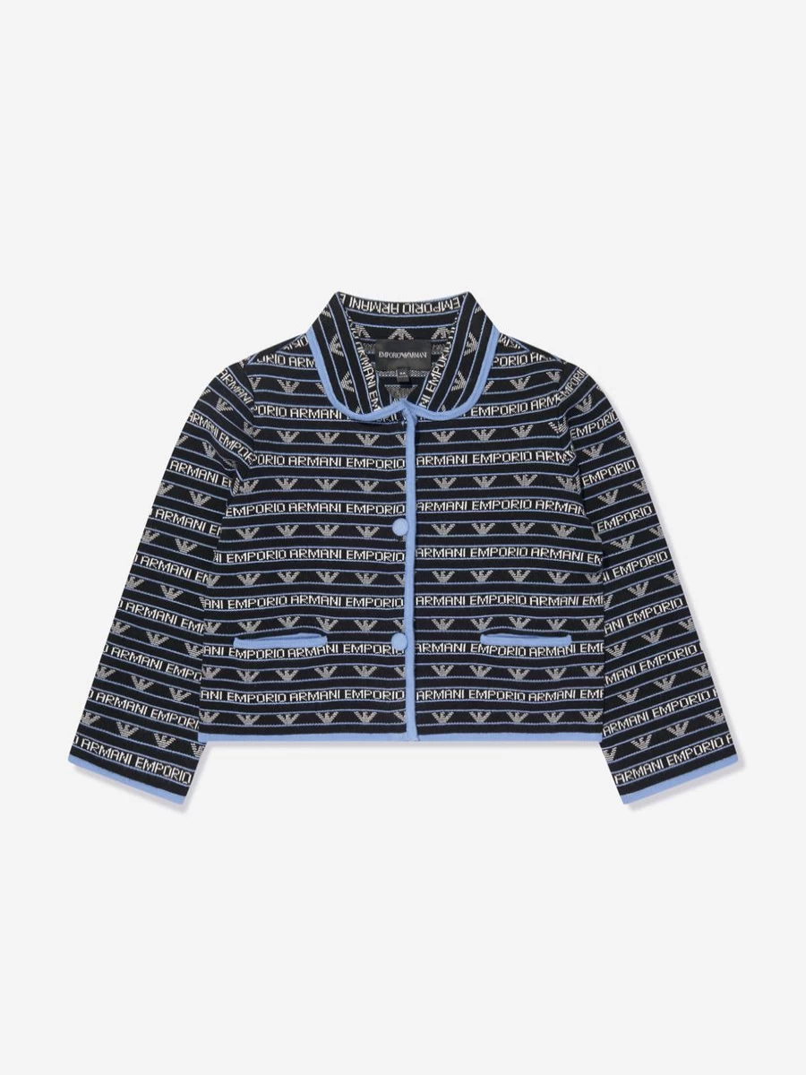 Emporio Armani Girls Navy Logo Jacket - Stylish Outerwear for Kids