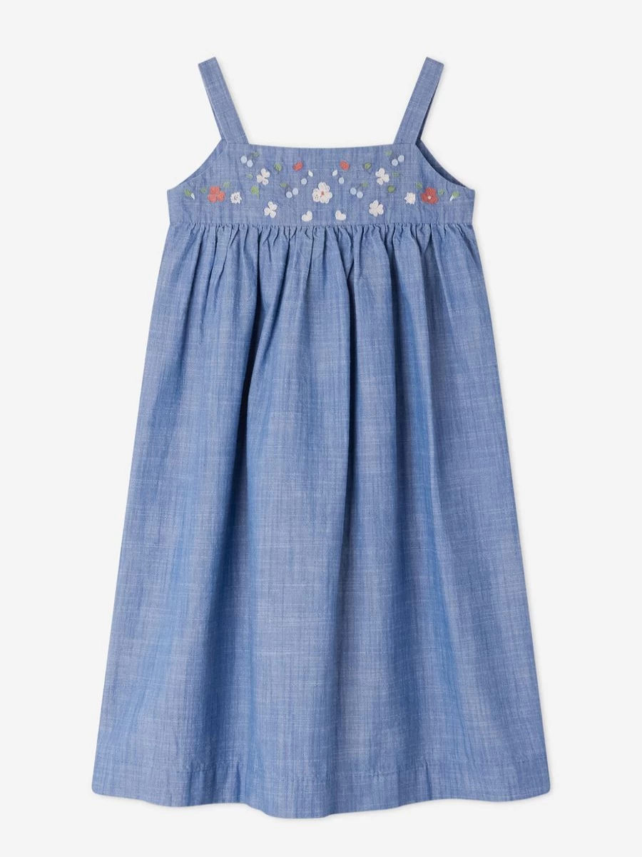 Bonpoint Teen Girls Blue Fedora Pinafore Dress