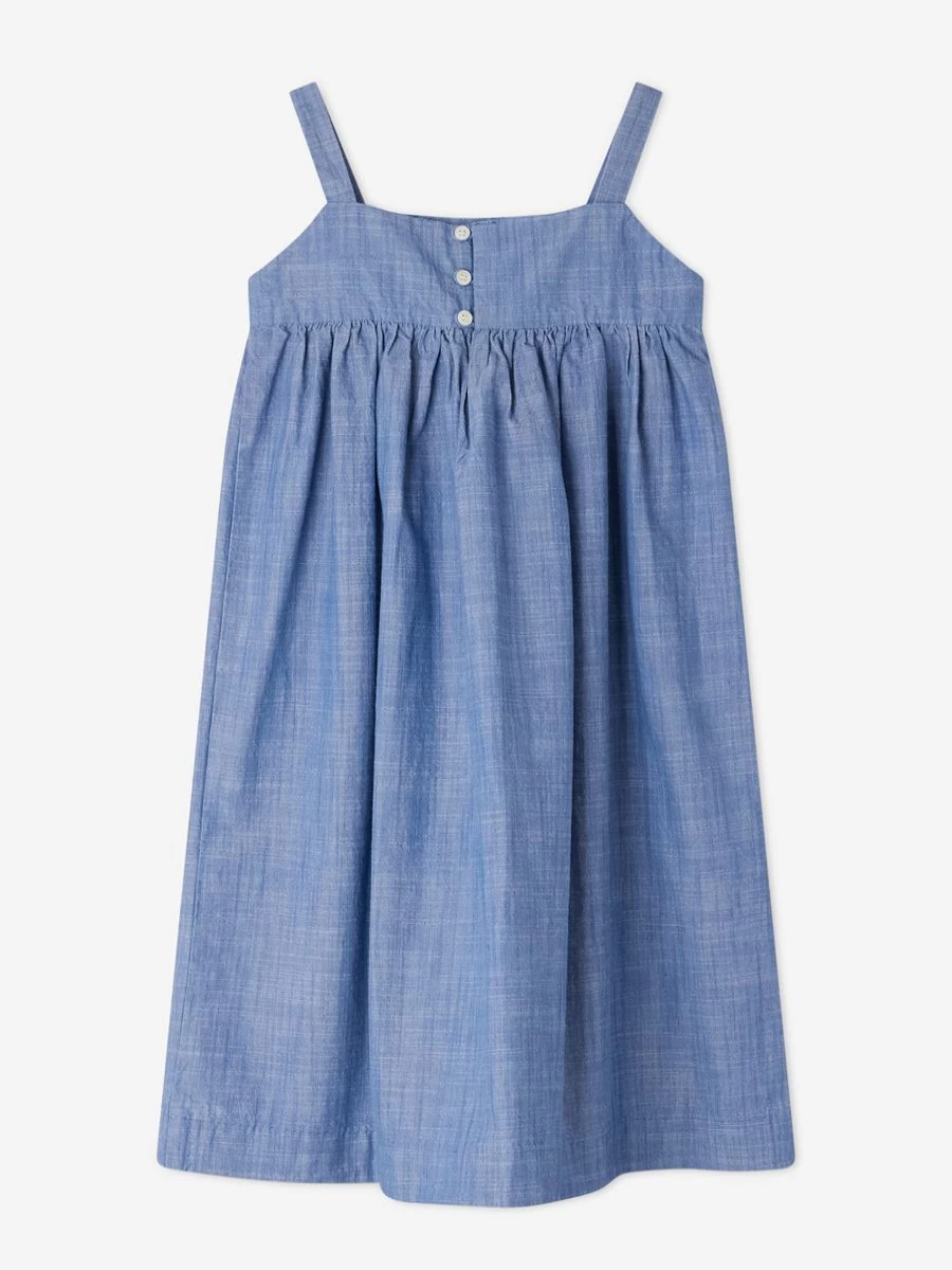 Bonpoint Teen Girls Blue Fedora Pinafore Dress