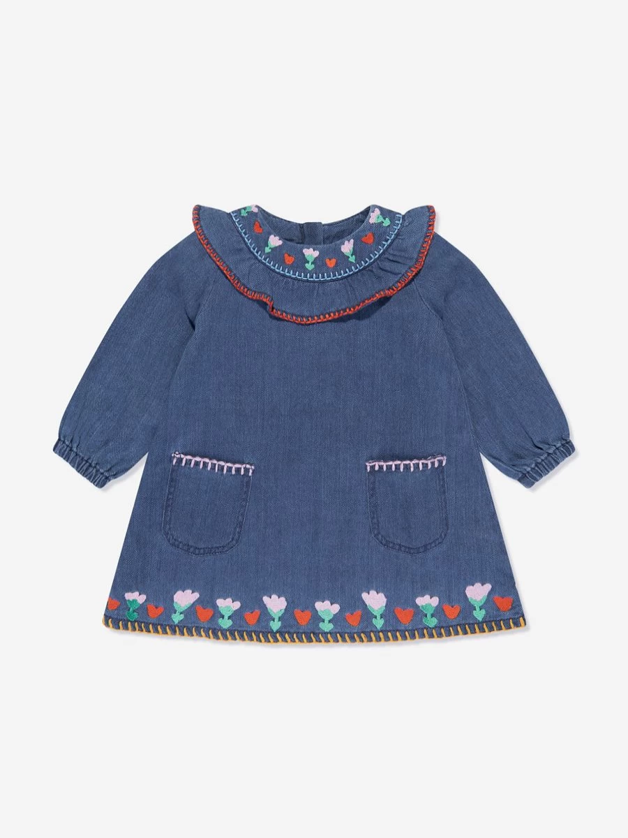 Stella McCartney Kids Baby Girls Blue Embroidered Denim Dress