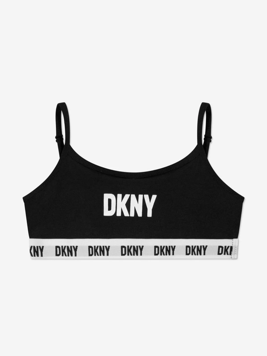 DKNY Girls 2 Pack Black Training Bra Set for Teens - Soft Comfortable Sports Bras
