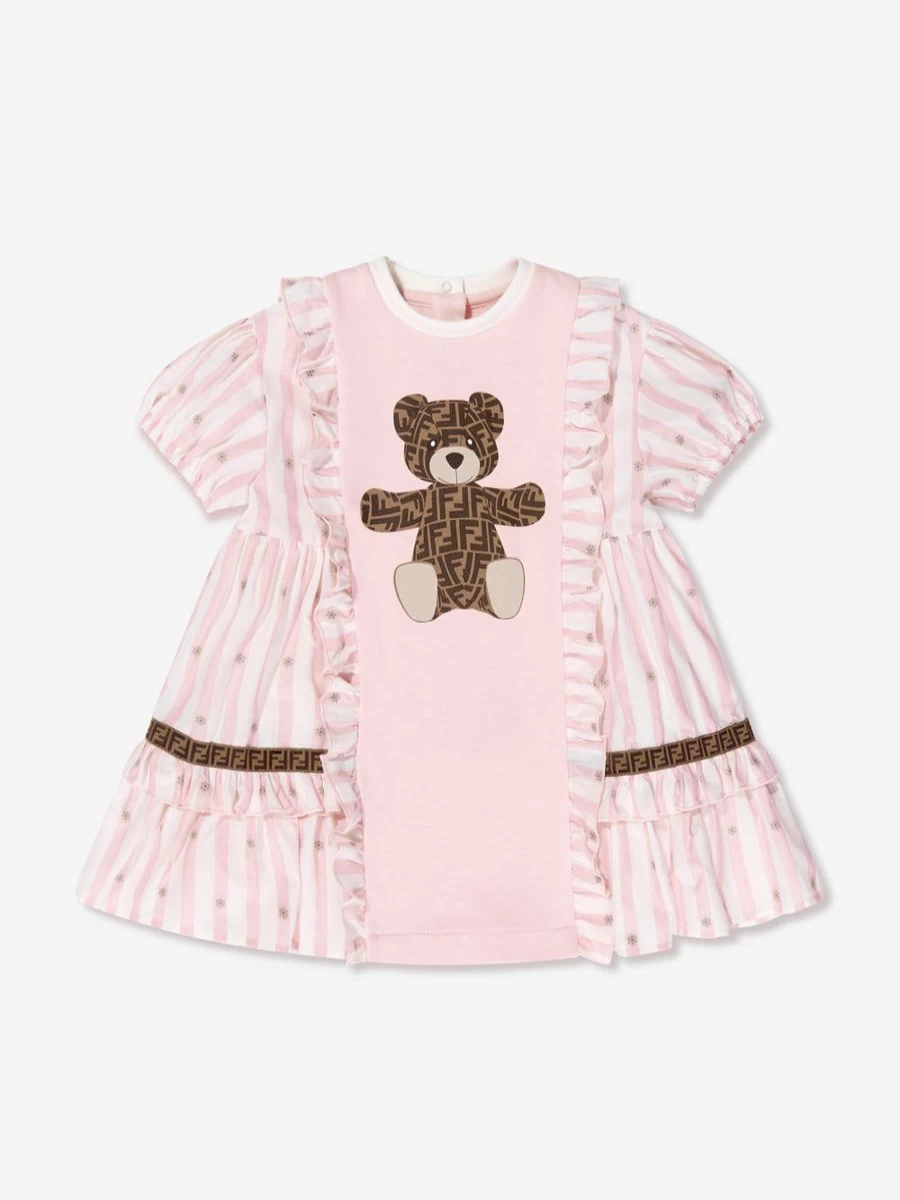 Fendi Kids Baby Girls Pink Bear Dress - Adorable Toddler Outfit by Childsplay Clothing
