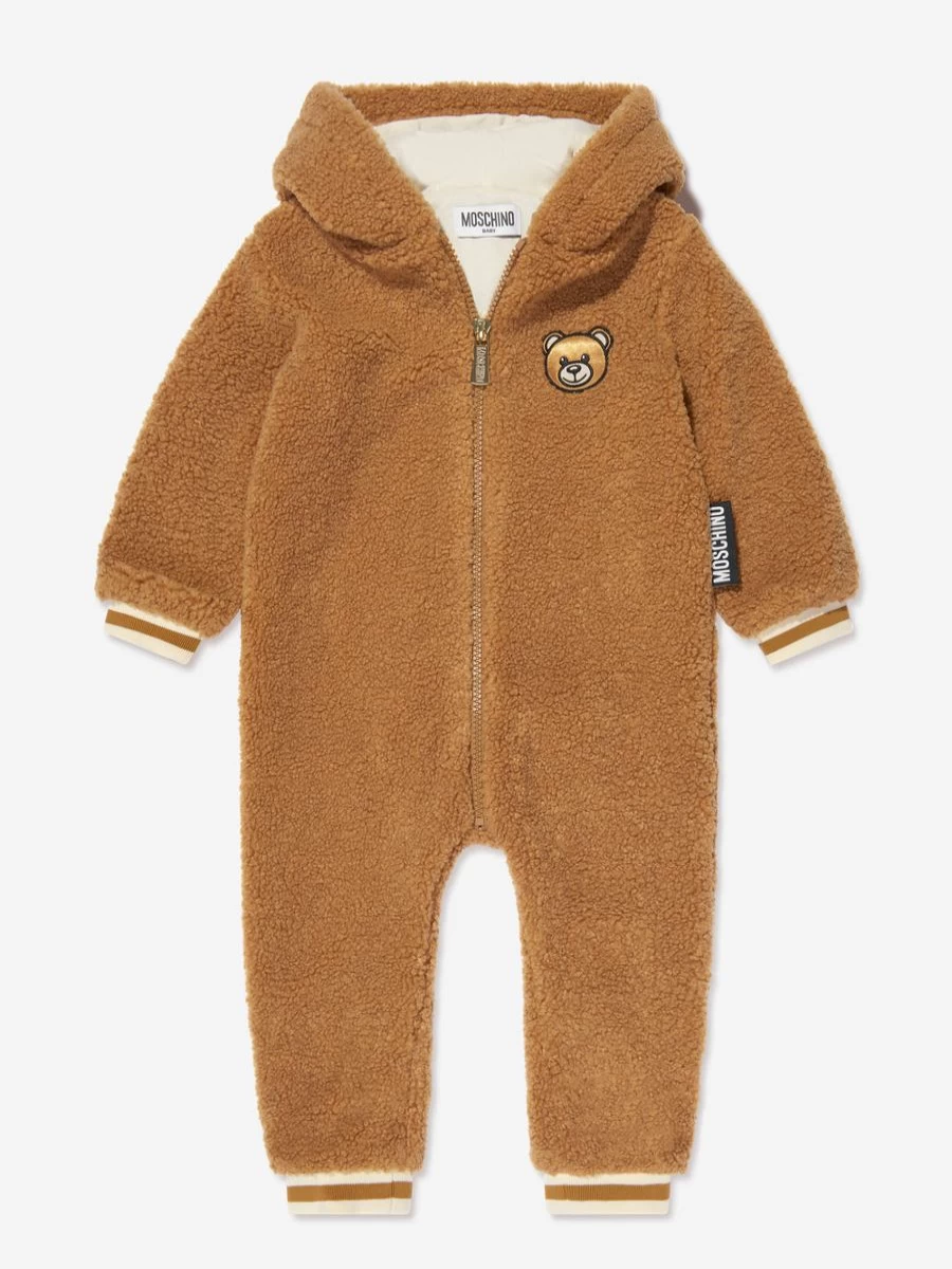 Moschino Kids Boys Brown Teddy Bear Romper Baby Outfit