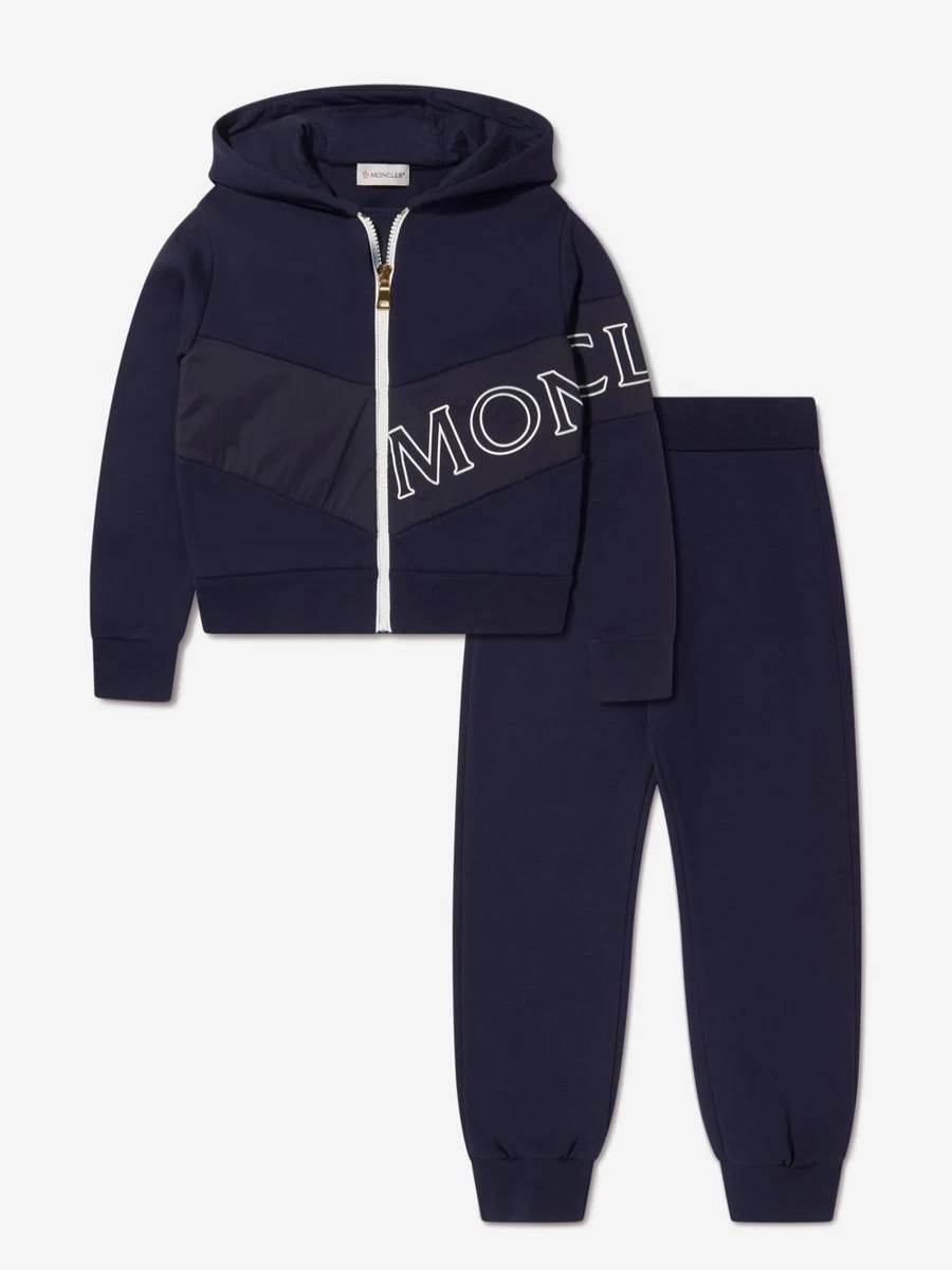 Moncler Enfant Girls Navy Logo Tracksuit - Stylish Sportswear for Kids