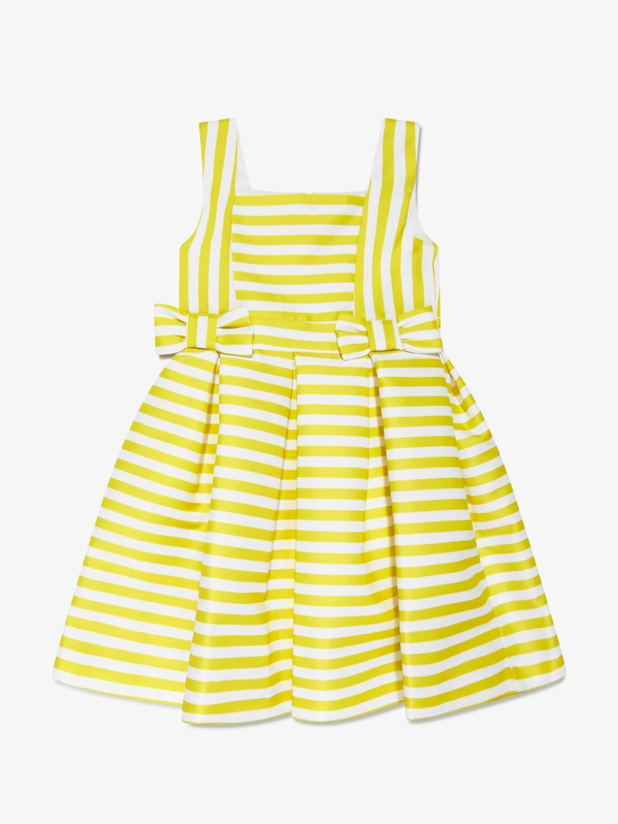 Mama Luma Baby Girls Striped Yellow Dress - Soft Cotton Casual Wear