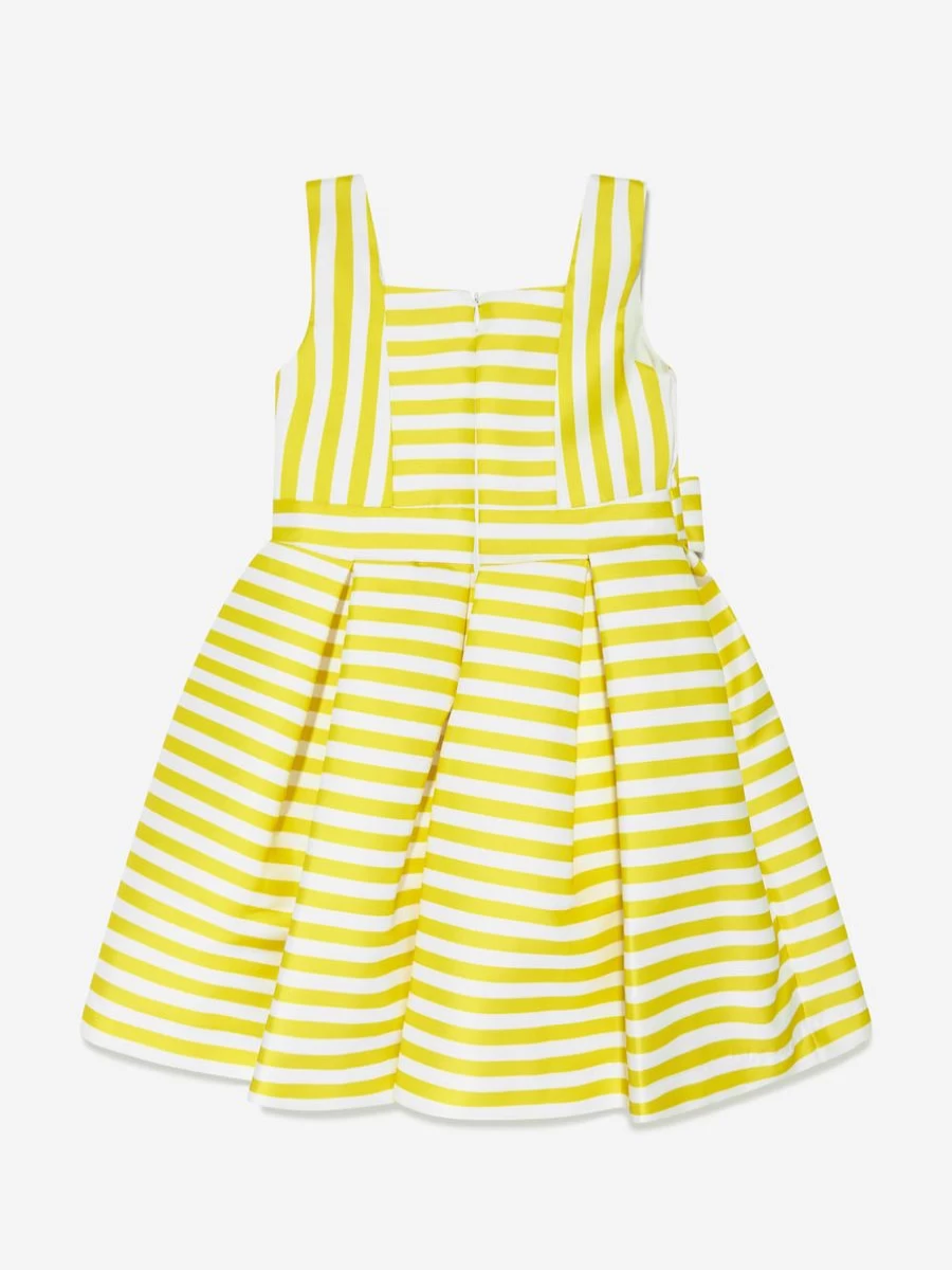 Mama Luma Baby Girls Striped Yellow Dress - Soft Cotton Casual Wear
