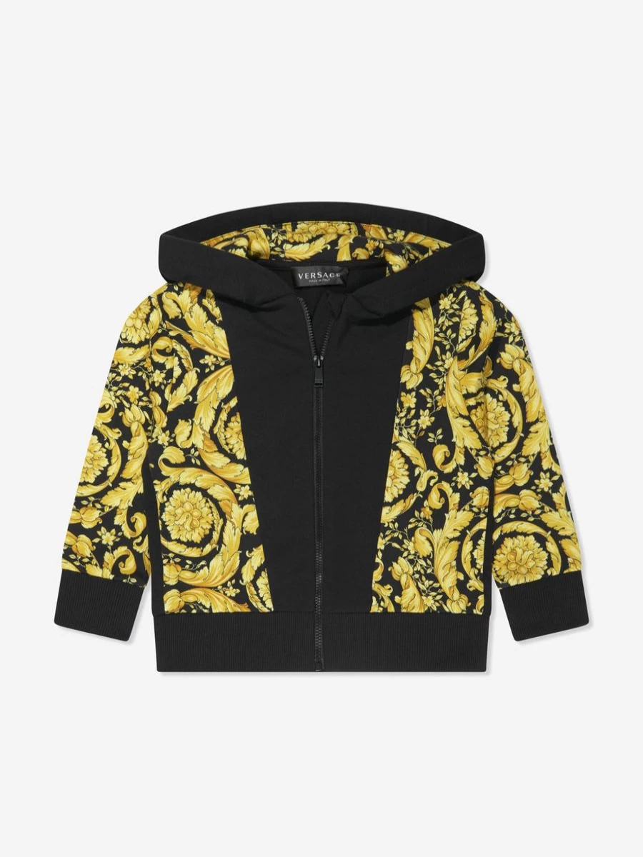 Versace Boys Black Barocco Zip Up Jacket