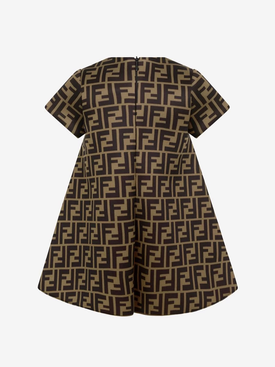 Fendi Kids Baby Girls Brown FF Logo Dress | Stylish Toddler Dresses by Childsplay Clothing