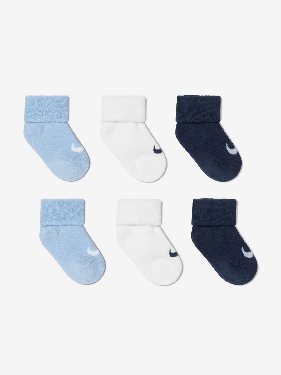 Nike Boys' 6-Pack Terry Blue Cuffed Socks Set for Toddlers and Infants