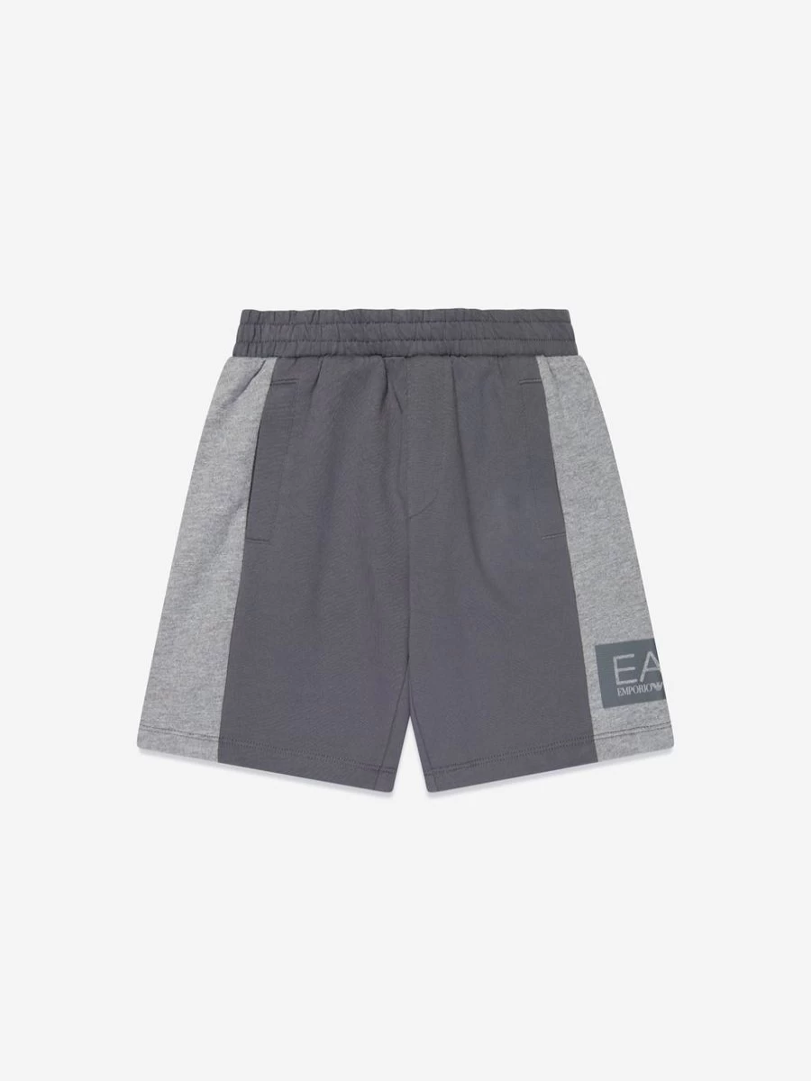 EA7 Emporio Armani Boys Grey Tonal Block Train Bermuda Shorts