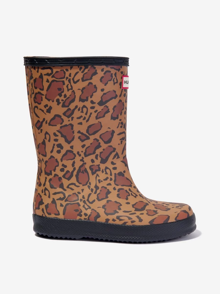 Hunter Original First Classic Leopard Print Boots for Girls in Beige