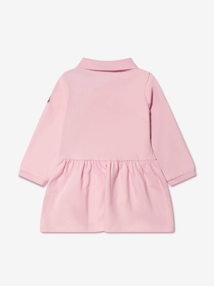 Moncler Enfant Baby Girls Pink Long Sleeve Dress with Pocket