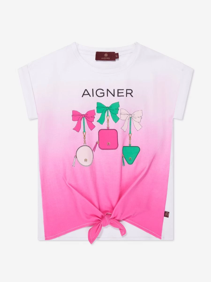 Aigner Girls Pink Tie Front T-Shirt | Stylish Casual Top for Girls
