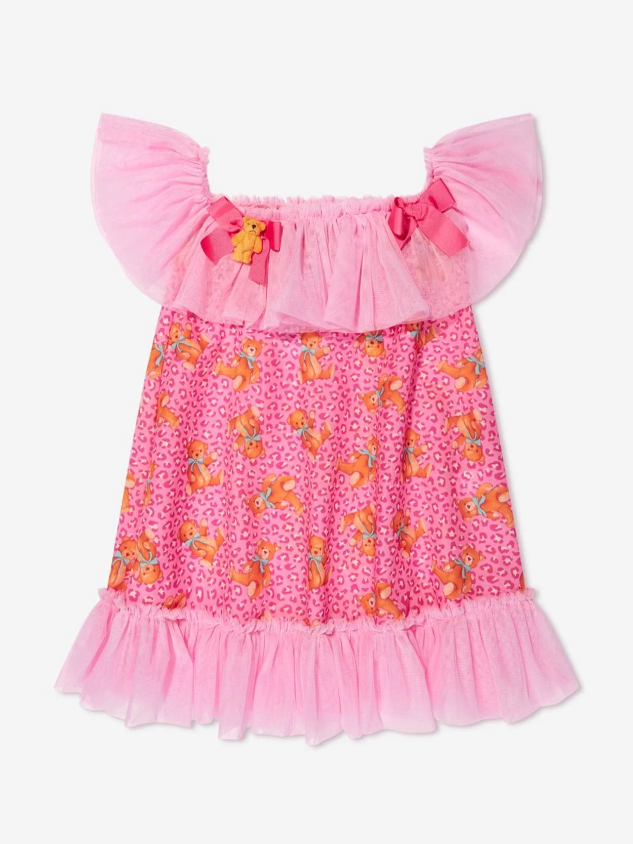 "Selini Action Pink Teddy Bear Beach Dress for Teen Girls"