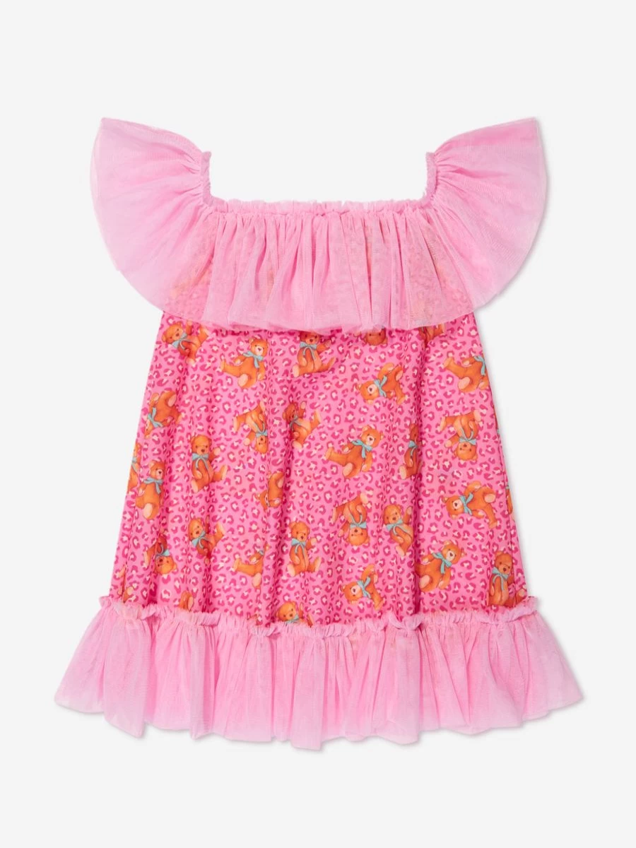 "Selini Action Pink Teddy Bear Beach Dress for Teen Girls"